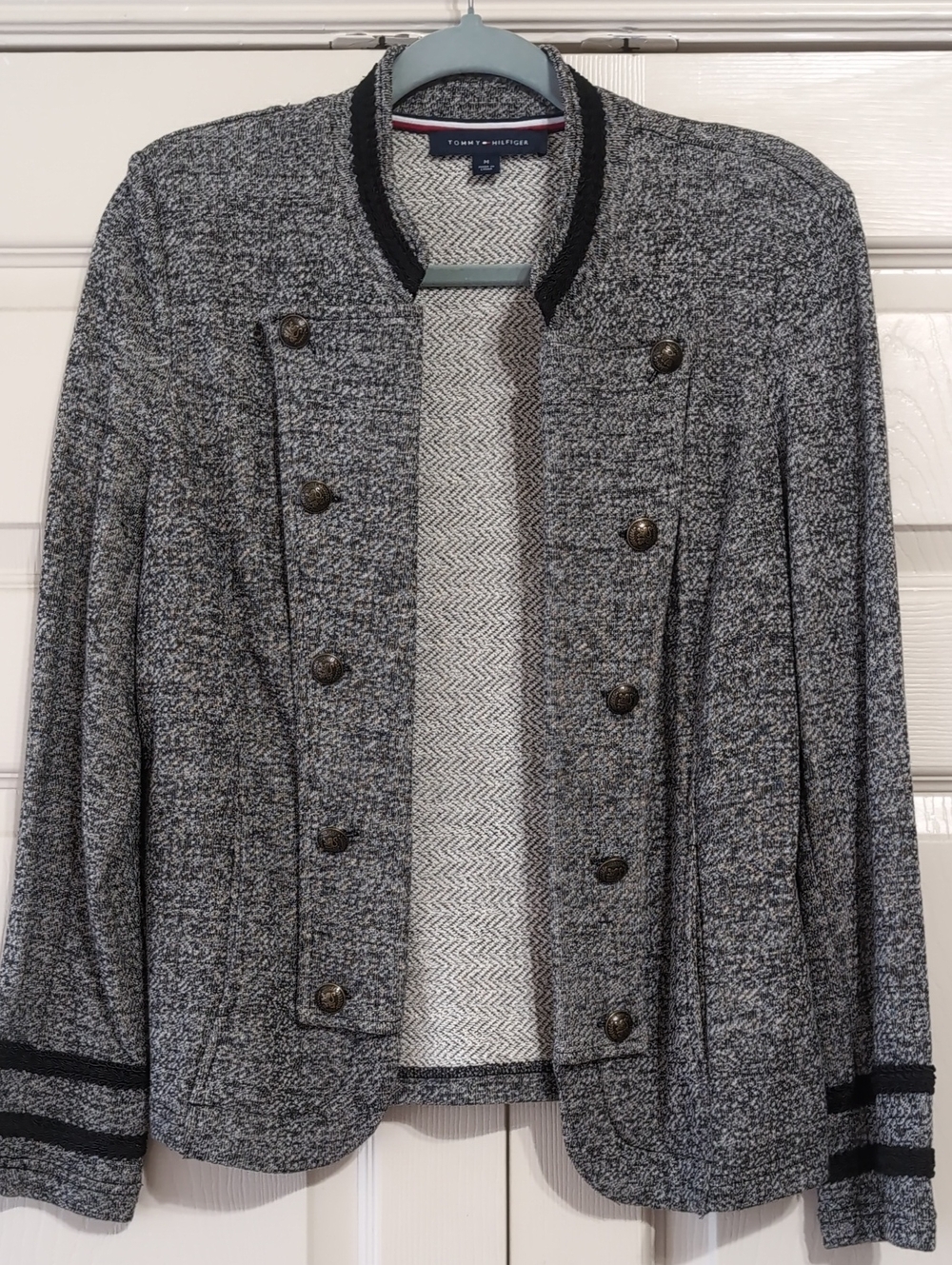 Tommy Hilfiger Gray Tweed Double-Breasted Military Jacket